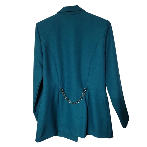 Jennifer James 2pc Green Double Breasted Blazer Suit Corpcore Skirt Set Size 12 - Picture 3 of 13